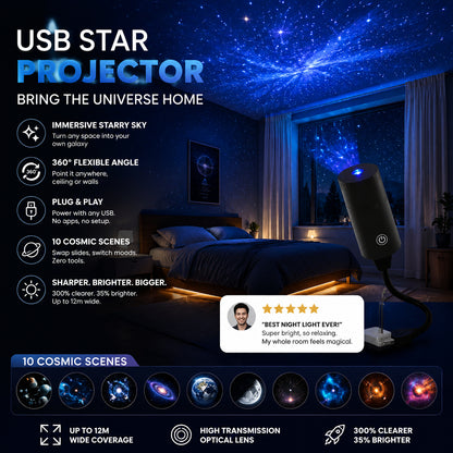 🌟 Projektoros éjszakai fények ✨ – álomszerű csillagos égbolttá varázsolják a szobádat 🛏️💫