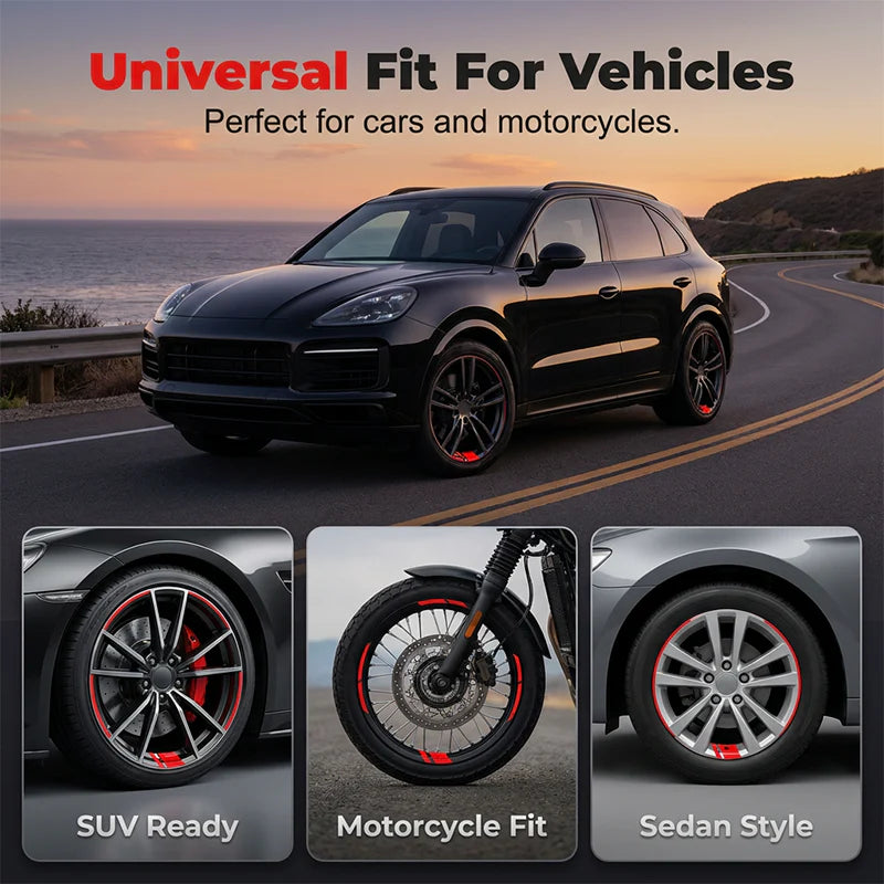 🏎️ Autókerék-felnire ragasztható fényvisszaverő csíkok ✨