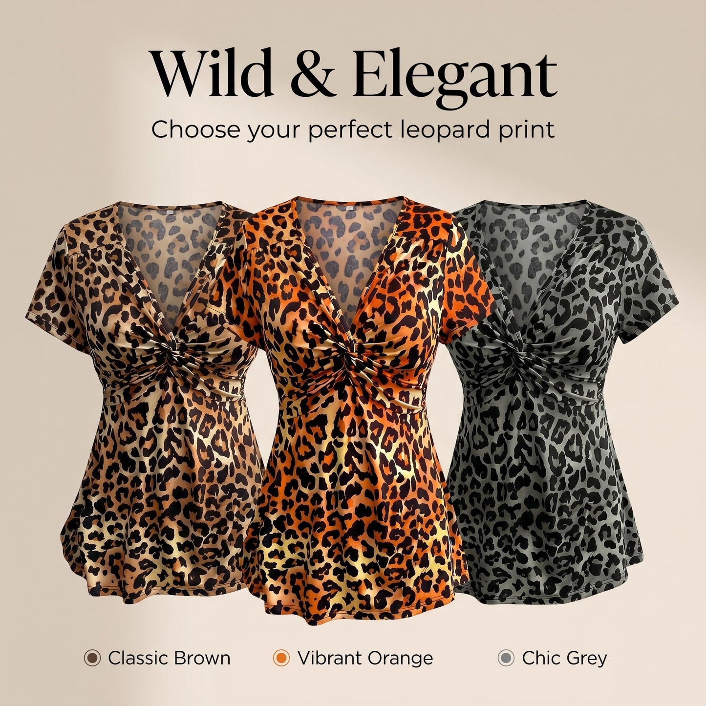 🐆 Karcsúsító és elegáns leopárdmintás V-nyakú rövid ujjú felső ✨👚