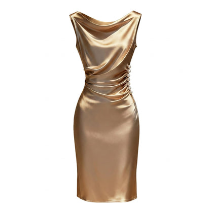 👗 Csipkés, gyöngyházszínű, szűkített derékú ruha 💃